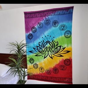 Lotus with seven chakras tapestry, wall hanging